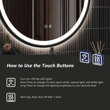 Carregar imagem no visualizador da galeria, 4 in 1 Blacklit Framed Round LED Bathroom Mirror
