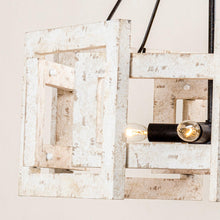 Cargar imagen en el visor de la galería, 4-Light Distressed White Wooden Drum Chandelier
