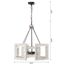 Cargar imagen en el visor de la galería, 4-Light Distressed White Wooden Drum Chandelier
