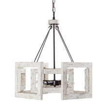 Cargar imagen en el visor de la galería, 4-Light Distressed White Wooden Drum Chandelier
