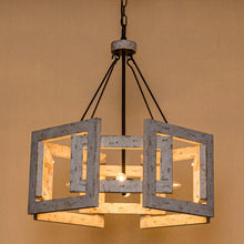 Cargar imagen en el visor de la galería, 4-Light Distressed White Wooden Drum Chandelier
