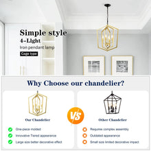 Carregar imagem no visualizador da galeria, 4 Light Farmhouse Chandelier Hanging Lights Pendant with Modern Design
