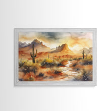 Carregar imagem no visualizador da galeria, Extra Large Wall Art, Desert Landscape Painting Framed Canvas Print, Metal Art, Wood Framed Original Art, Living Room Decor, Landscape Art

