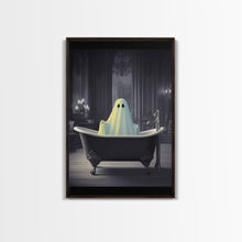 Carregar imagem no visualizador da galeria, Funny Ghost In a Bathtub Halloween Decor, Halloween Art Canvas Print, Spooky Ghost Wall Art, Fall Decoration, Halloween wall decor
