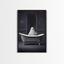 Load image into Gallery viewer, Ghost Bathroom Canvas, Dark Romantic Ghost Standing in Bathroom Creepy,  Ghost in the Bath tub Wall Art Halloween Canvas, Funny Halloween
