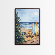 Cargar imagen en el visor de la galería, Christmas At The Beach, Framed Canvas Print, Christmas Decor, Christmas Art, Christmas Art Prints, Tropical Christmas, Beach House Art
