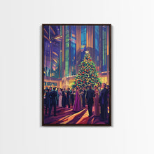Load image into Gallery viewer, Elegant Christmas Ball Scene with Large Decorated Tree and Holiday Party, Perfect for Framed Canvas Print and Christmas Wall Art
