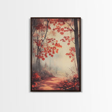 Load image into Gallery viewer, Framed Canvas Print of Autumn Path with Fall Leaves, Seasonal Wall Art, Modern Farmhouse, Gift Idea, Rustic Fall Decor, Autumn Landscape
