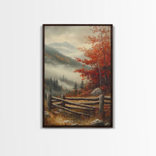 Carregar imagem no visualizador da galeria, Canvas Print of Autumn Trees in Misty Landscape, Fall Wall Art, Moody Landscape, Modern Farmhouse, Best Gift Idea, Rustic Fall Decor

