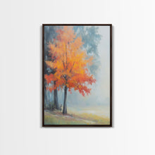 Carregar imagem no visualizador da galeria, Canvas Print of Vibrant Autumn Tree in Misty Background, Seasonal Wall Art, Fall Decor, Best Gift Idea, Modern Farmhouse Landscape Art
