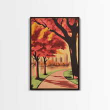 Carregar imagem no visualizador da galeria, Canvas Print of City Park with Autumn Trees and Path, Seasonal Wall Art, Modern Farmhouse Decor, Best Gift Idea, Fall Cityscape Art
