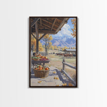 Carregar imagem no visualizador da galeria, Autumn Harvest Scene With Pumpkins Farmhouse Wall Art Framed Canvas Print Thanksgiving Seasonal Wall Art Country Home Decor Gift Idea
