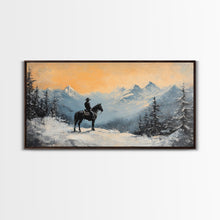 Cargar imagen en el visor de la galería, Female cowboy in fall forest, Framed Canvas Print, captivating Western portrait in autumn scenery, art piece seasonal farmhouse rustic decor
