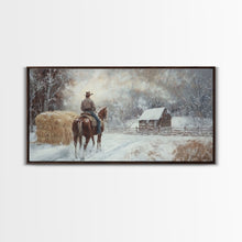 Carregar imagem no visualizador da galeria, Autumn-themed Framed Canvas Print of a cowgirl in a pumpkin patch surrounded by vibrant fall leaves, seasonal decor and cozy fall accents
