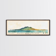 Load image into Gallery viewer, Auckland Island, New Zealand Watercolor Print, Vacation Gift, New Zealand Wall Art, Beach Painting, Beach Decor, Large Wall Art, Wood Frame Art
