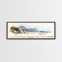 Load image into Gallery viewer, Boulders Beach, Cape Town, South Africa Watercolor Print, Vacation Gift, South Africa Wall Art, Beach Painting, Beach Decor, Large Wall Art, Wood Frame Art

