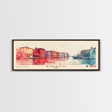 Load image into Gallery viewer, Burano, Italy Watercolor Print, Vacation Gift, Italy Wall Art, Beach Painting, Beach Decor, Large Wall Art, Wood Frame Art
