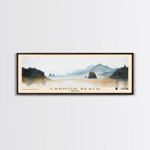 Carregar imagem no visualizador da galeria, Cannon Beach, Oregon Watercolor Beach Print, Vacation Gift, Oregon Wall Art, Framed Canvas Print, Framed Beach Painting
