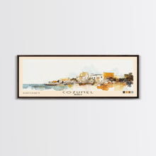 Load image into Gallery viewer, Cozumel, Mexico Watercolor Print, Vacation Gift, Mexico Wall Art, Beach Painting, Beach Decor, Large Wall Art, Wood Frame Art
