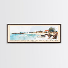 Load image into Gallery viewer, Curralinho Beach, Cape Verde, Senegal Watercolor Print, Vacation Gift, Senegal Wall Art, Beach Painting, Beach Decor, Large Wall Art, Wood Frame Art
