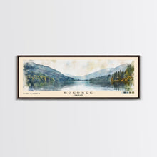 Load image into Gallery viewer, Edersee, Germany Watercolor Beach Print, Vacation Gift, Germany Wall Art, Framed Canvas Print, Framed Beach Painting
