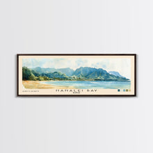 Cargar imagen en el visor de la galería, Hanalei Bay, Hawaii Watercolor Beach Print, Vacation Gift, Hawaii Wall Art, Framed Canvas Print, Framed Beach Painting
