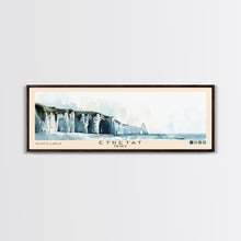 Load image into Gallery viewer, Étretat, France Watercolor Print, Vacation Gift, France Wall Art, Beach Painting, Beach Decor, Large Wall Art, Wood Frame Art
