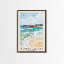 Carregar imagem no visualizador da galeria, Adventure Bay, Australia Watercolor Beach Print, Vacation Gift, Australia Wall Art, Framed Canvas Print, Framed Beach Painting
