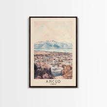 Load image into Gallery viewer, Ancud, Chile Watercolor Print, Vacation Gift, Chile Wall Art, Beach Painting, Beach Decor, Large Wall Art, Wood Frame Art
