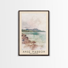 Load image into Gallery viewer, Anse Marron, Seychelles Watercolor Print, Vacation Gift, Seychelles Wall Art, Beach Painting, Beach Decor, Large Wall Art, Wood Frame Art
