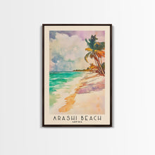 Carregar imagem no visualizador da galeria, Arashi Beach, Aruba Watercolor Beach Print, Vacation Gift, Aruba Wall Art, Framed Canvas Print, Framed Beach Painting
