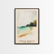Load image into Gallery viewer, Aroa Beach, Cook Islands Watercolor Print, Vacation Gift, Cook Islands Wall Art, Beach Painting, Beach Decor, Large Wall Art, Wood Frame Art
