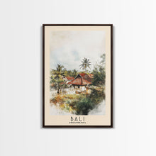 Load image into Gallery viewer, Bali, Indonesia Watercolor Print, Vacation Gift, Indonesia Wall Art, Beach Painting, Beach Decor, Large Wall Art, Wood Frame Art
