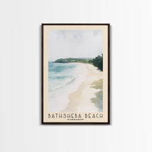 Load image into Gallery viewer, Bathsheba Beach, Barbados Watercolor Print, Vacation Gift, Barbados Wall Art, Beach Painting, Beach Decor, Large Wall Art, Wood Frame Art
