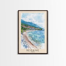 Carregar imagem no visualizador da galeria, Beidaihe, China Watercolor Beach Print, Vacation Gift, China Wall Art, Framed Canvas Print, Framed Beach Painting
