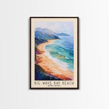Load image into Gallery viewer, Big Wave Bay Beach, Hong Kong Watercolor Print, Vacation Gift, Hong Kong Wall Art, Beach Painting, Beach Decor, Large Wall Art, Wood Frame Art
