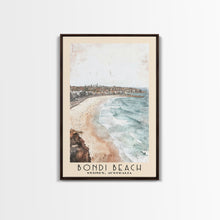 Load image into Gallery viewer, Bondi Beach, Sydney, Australia Watercolor Print, Vacation Gift, Sydney, Australia Wall Art, Beach Painting, Beach Decor, Large Wall Art, Wood Frame Art
