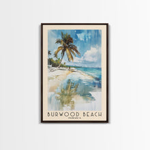 Carregar imagem no visualizador da galeria, Burwood Beach, Jamaica Watercolor Beach Print, Vacation Gift, Jamaica Wall Art, Framed Canvas Print, Framed Beach Painting
