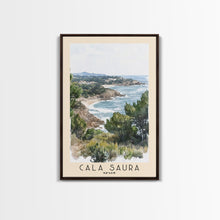 Cargar imagen en el visor de la galería, Cala Saura, Spain Watercolor Print, Vacation Gift, Spain Wall Art, Vacation Wall Art, Vacatation Memories, Beach Decor, Beach Or Lakehouse Art
