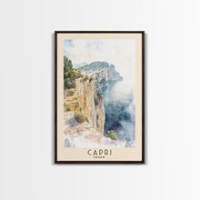 Load image into Gallery viewer, Capri, Italy Watercolor Beach Print, Vacation Gift, Italy Wall Art, Beach Painting, Beach Decor, Beach Painting
