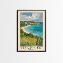 Load image into Gallery viewer, Captain&#39;s Bay, Anguila Watercolor Print, Vacation Gift, Anguila Wall Art, Beach Painting, Beach Decor, Large Wall Art, Wood Frame Art
