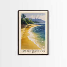 Load image into Gallery viewer, Cast Away Island Beach, Fiji Watercolor Print, Vacation Gift, Fiji Wall Art, Beach Painting, Beach Decor, Large Wall Art, Wood Frame Art
