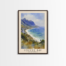Load image into Gallery viewer, Coffee Bay, South Africa Watercolor Print, Vacation Gift, South Africa Wall Art, Beach Painting, Beach Decor, Large Wall Art, Wood Frame Art
