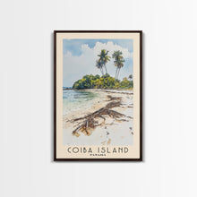 Load image into Gallery viewer, Coiba Island, Panamá Watercolor Beach Print, Vacation Gift, Panamá Wall Art, Framed Canvas Print, Framed Beach Painting

