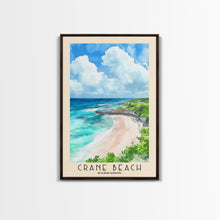 Load image into Gallery viewer, Crane Beach, Barbados Watercolor Beach Print, Vacation Gift, Barbados Wall Art, Framed Canvas Print, Framed Beach Painting
