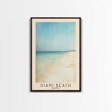 Load image into Gallery viewer, Diani Beach, Kenya Watercolor Beach Print, Vacation Gift, Kenya Wall Art, Framed Canvas Print, Framed Beach Painting
