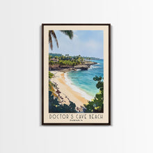 Load image into Gallery viewer, Doctor’s Cave Beach, Jamaica Watercolor Beach Print, Vacation Gift, Jamaica Wall Art, Framed Canvas Print, Framed Beach Painting
