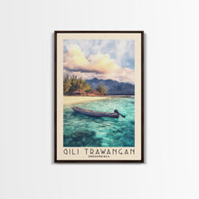 Load image into Gallery viewer, Gili Trawangan, Indonesia Watercolor Beach Print, Vacation Gift, Indonesia Wall Art, Framed Canvas Print, Framed Beach Painting
