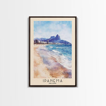 Load image into Gallery viewer, Ipanema, Brazil Watercolor Print, Vacation Gift, Brazil Wall Art, Beach Painting, Beach Decor, Large Wall Art, Wood Frame Art

