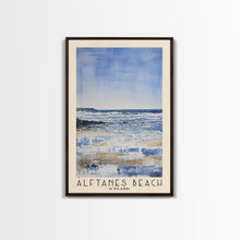 Load image into Gallery viewer, Álftanes Beach, Iceland Watercolor Print, Vacation Gift, Iceland Wall Art, Beach Painting, Beach Decor, Large Wall Art, Wood Frame Art
